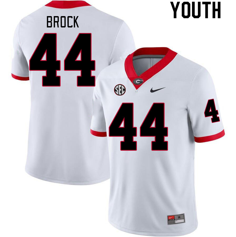 Youth #44 Cade Brock Georgia Bulldogs College Football Jerseys Stitched-White - Click Image to Close